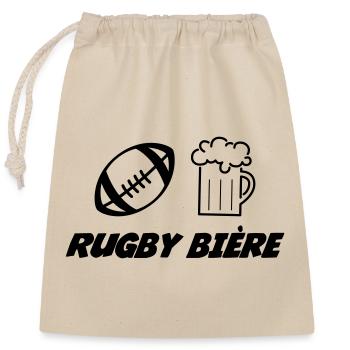 Rugby - Sac cadeau en coton avec cordon (25 x 30 cm) - nature - Devant