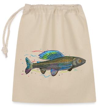 Chromatischer irisierender Fisch – Äsche - Verschließbarer Geschenkbeutel aus Baumwolle (25x30cm) - Natur - Vorne