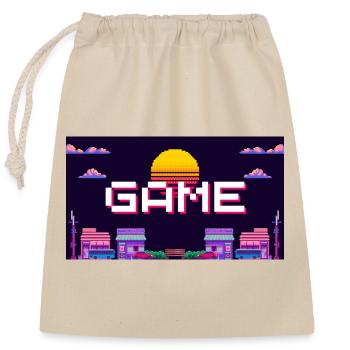 Retro Pixel Game Sunset Design - Verschließbarer Geschenkbeutel aus Baumwolle (25x30cm) - Natur - Vorne