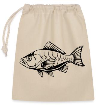 Fish Angler T-shirt Gift Angler - Closable cotton gift bag (25x30cm) - nature - Front