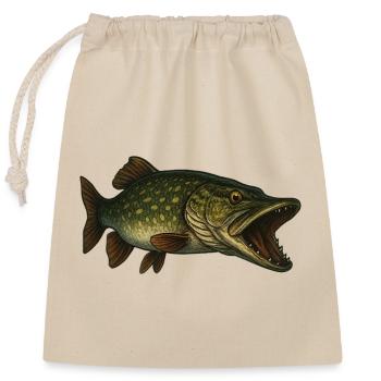 Pike - Closable cotton gift bag (25x30cm) - nature - Front