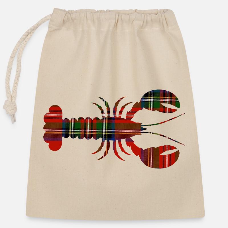 Tartan-Hummer - Verschließbarer Geschenkbeutel aus Baumwolle (25x30cm) - Natur