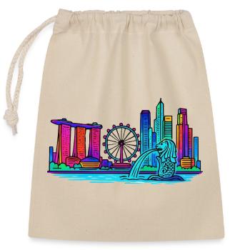 Singapur Skyline - Verschließbarer Geschenkbeutel aus Baumwolle (25x30cm) - Natur - Vorne