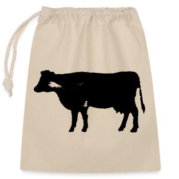 Cow - Closable cotton gift bag (25x30cm) - nature - Front