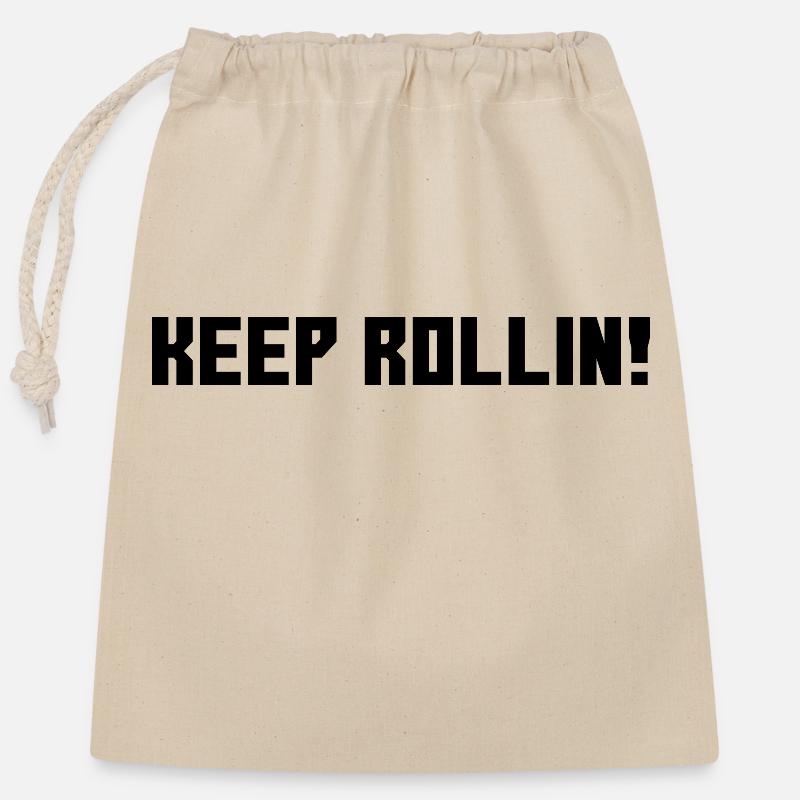 Keep Rollin - Closable cotton gift bag (25x30cm) - nature