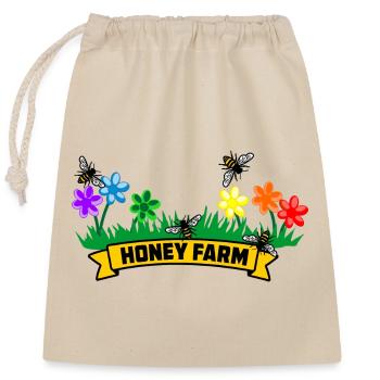 Ferme de miel avec des fleurs colorées - Sac cadeau en coton avec cordon (25 x 30 cm) - nature - Devant