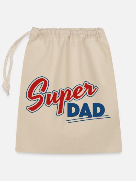 Super Dad Design - Verschließbarer Geschenkbeutel aus Baumwolle (25x30cm) - Natur