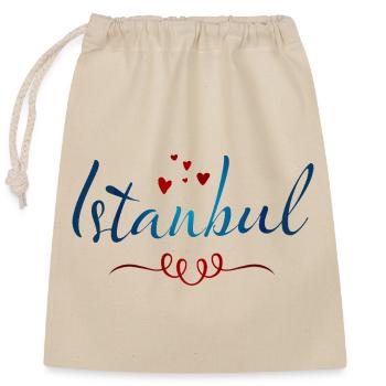 Creative Istanbul quote with hearts Istanbul Türk - Closable cotton gift bag (25x30cm) - nature - Front