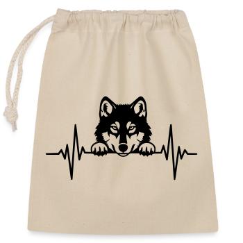 Battement du cœur husky – ECG pour chien - Sac cadeau en coton avec cordon (25 x 30 cm) - nature - Devant