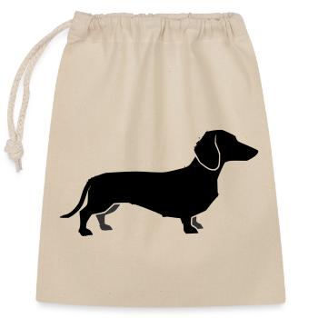 Silhouette du teckel - Sac cadeau en coton avec cordon (25 x 30 cm) - nature - Devant