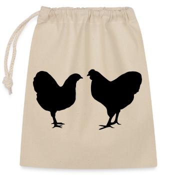 Fans de poulet - Coq - Coq - Poussins - Wyandotten - Sac cadeau en coton avec cordon (25 x 30 cm) - nature - Devant