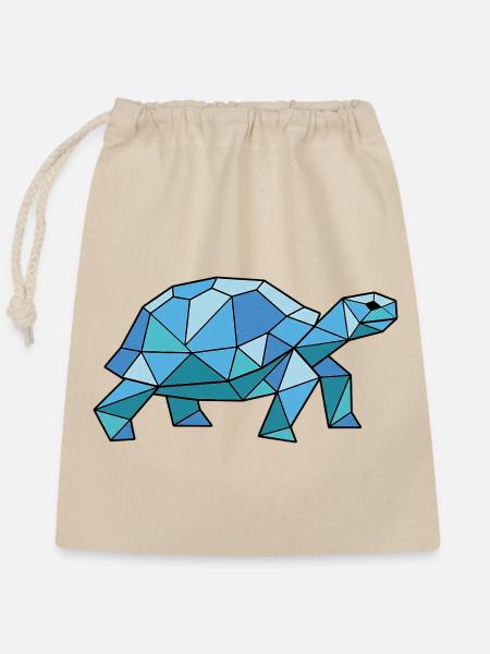 Walking Poly Schildkröte - Verschließbarer Geschenkbeutel aus Baumwolle (25x30cm) - Natur