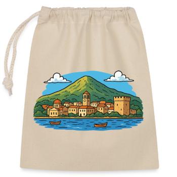 rhodos-insel - Verschließbarer Geschenkbeutel aus Baumwolle (25x30cm) - Natur - Vorne
