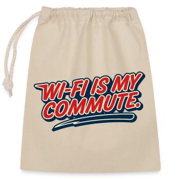 Wi-Fi Commute Home Work Humor Geek - Closable cotton gift bag (25x30cm) - nature - Front