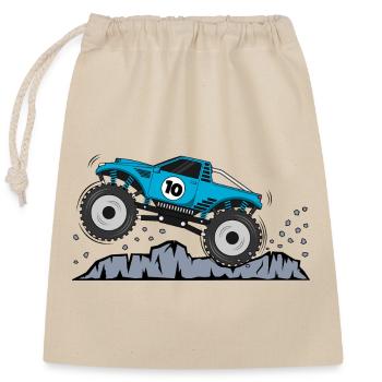 Monster Truck Birthday 10 Turquoise - Closable cotton gift bag (25x30cm) - nature - Front