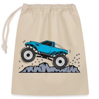 Monstertruck in Turkis - Verschließbarer Geschenkbeutel aus Baumwolle (25x30cm) - Natur - Vorne