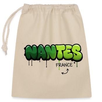 Nantes Graffiti Kunst Design - Verschließbarer Geschenkbeutel aus Baumwolle (25x30cm) - Natur - Vorne