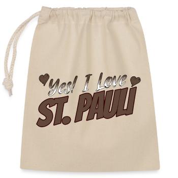 Yes I Love St. Pauli Shirt - Verschließbarer Geschenkbeutel aus Baumwolle (25x30cm) - Natur - Vorne