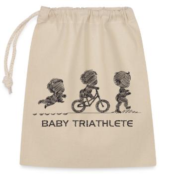 Kleiner Knopf-Triathlet - Verschließbarer Geschenkbeutel aus Baumwolle (25x30cm) - Natur - Vorne