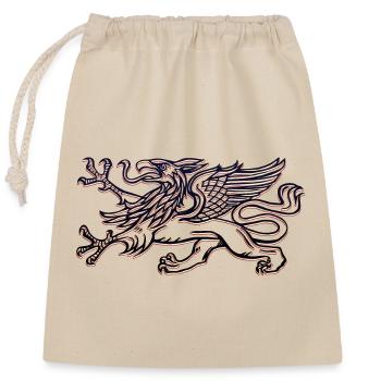 Rostock's griffin in 3D - Closable cotton gift bag (25x30cm) - nature - Front