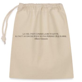 Citation "La vie c'est comme une bicyclette ..." - Sac cadeau en coton avec cordon (25 x 30 cm) - nature - Devant