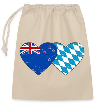 Drapeau de la Nouvelle-Zélande Bavaria Coeur utilisé - Sac cadeau en coton avec cordon (25 x 30 cm) - nature - Devant