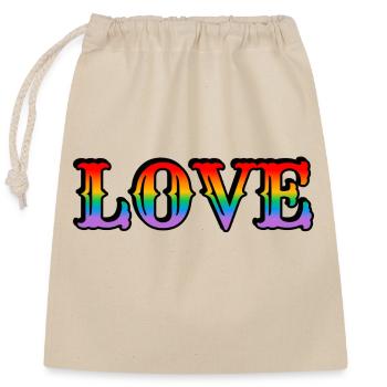 Amour arc-en-ciel rétro - Sac cadeau en coton avec cordon (25 x 30 cm) - nature - Devant