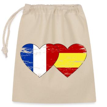 France Espagne Drapeau Mains Coeur Forme Utilisé - Sac cadeau en coton avec cordon (25 x 30 cm) - nature - Devant