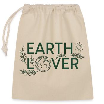 Earth Lover Planet Care - Verschließbarer Geschenkbeutel aus Baumwolle (25x30cm) - Natur - Vorne