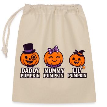 Daddy Pumpkin Mummy Pumpkin Lil' Pumpkin Familie - Verschließbarer Geschenkbeutel aus Baumwolle (25x30cm) - Natur - Vorne