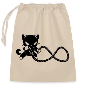 Fitness Katze mit Battle Rope Motiv - Verschließbarer Geschenkbeutel aus Baumwolle (25x30cm) - Natur - Vorne