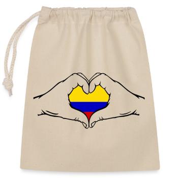 Colombia Flag Heart Shape - Closable cotton gift bag (25x30cm) - nature - Front