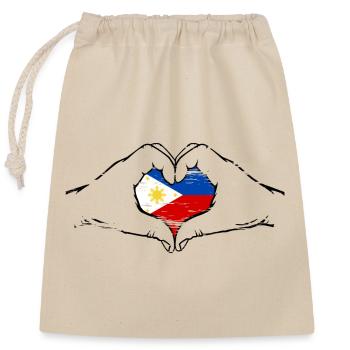 Philippines flag heart shape used - Closable cotton gift bag (25x30cm) - nature - Front
