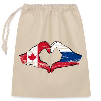 Canada Russia Heart Shape with Hands Used - Closable cotton gift bag (25x30cm) - nature - Front
