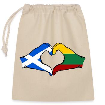 Scotland Lithuania Flag Hands Heart Shape - Closable cotton gift bag (25x30cm) - nature - Front