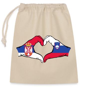 Serbie Slovénie Drapeau Mains Coeur - Sac cadeau en coton avec cordon (25 x 30 cm) - nature - Devant