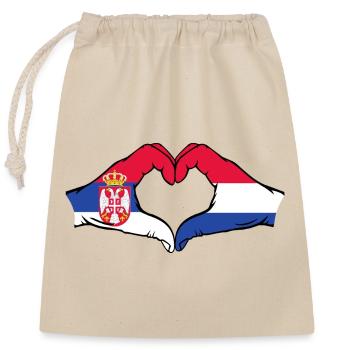Serbie Hollande Drapeau Mains Coeur - Sac cadeau en coton avec cordon (25 x 30 cm) - nature - Devant