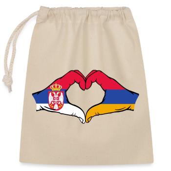 Serbie Arménie Drapeau Mains Coeur - Sac cadeau en coton avec cordon (25 x 30 cm) - nature - Devant