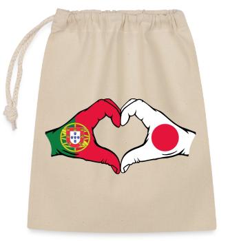 Portugal Japan Flag Heart Shape - Closable cotton gift bag (25x30cm) - nature - Front