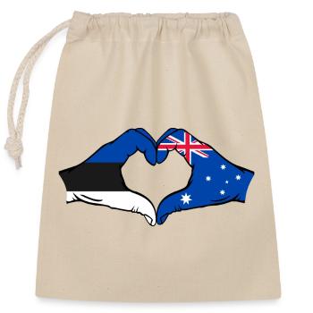 Estonie Australie Drapeau Coeur Forme - Sac cadeau en coton avec cordon (25 x 30 cm) - nature - Devant