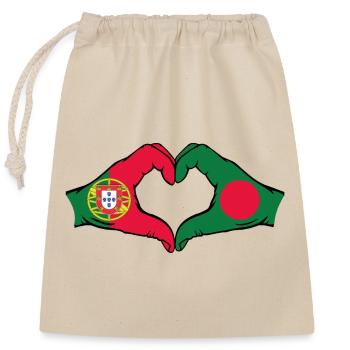 Portugal Bangladesch Flagge Herzform - Verschließbarer Geschenkbeutel aus Baumwolle (25x30cm) - Natur - Vorne