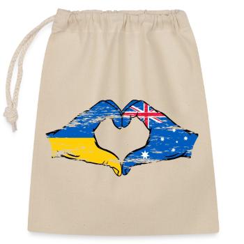 Ukraine Australia Flag Heart Shape Used - Closable cotton gift bag (25x30cm) - nature - Front