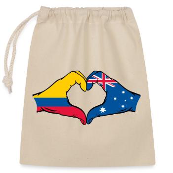 Colombie Australie Drapeau Forme Coeur - Sac cadeau en coton avec cordon (25 x 30 cm) - nature - Devant