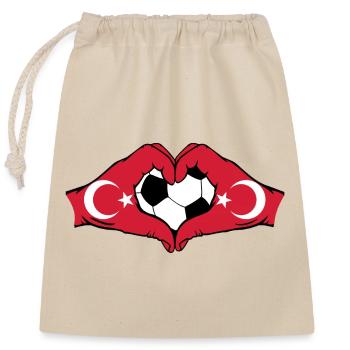 Turquie Football Drapeau Mains Coeur Forme - Sac cadeau en coton avec cordon (25 x 30 cm) - nature - Devant