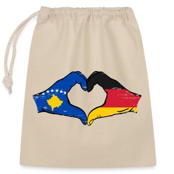 Kosovo Germany Flag Hands Heart Shape Used - Closable cotton gift bag (25x30cm) - nature - Front