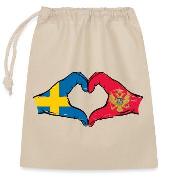 Schweden Montenegro Flagge Hände Herzform - Verschließbarer Geschenkbeutel aus Baumwolle (25x30cm) - Natur - Vorne