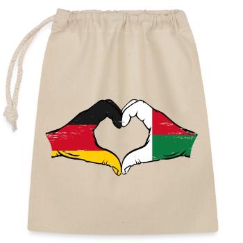 Allemagne Madagascar Drapeau Mains Coeur Forme Utilisé - Sac cadeau en coton avec cordon (25 x 30 cm) - nature - Devant