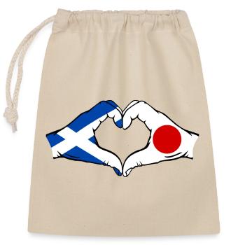 Scotland Japan Hands Heart Shape - Closable cotton gift bag (25x30cm) - nature - Front