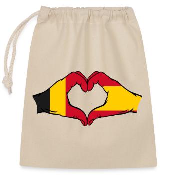 Belgique Espagne mains en forme de cœur - Sac cadeau en coton avec cordon (25 x 30 cm) - nature - Devant