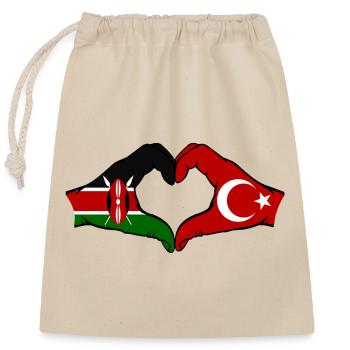 Kenia Türkei Hände Herzform - Verschließbarer Geschenkbeutel aus Baumwolle (25x30cm) - Natur - Vorne